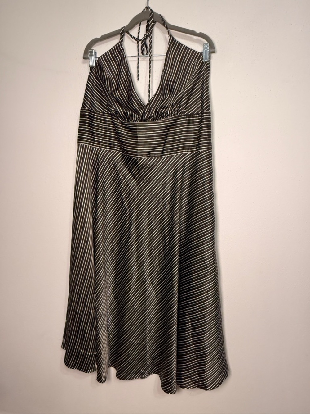 A.P.N.Y. Strapless Black and White Striped Halter Dress